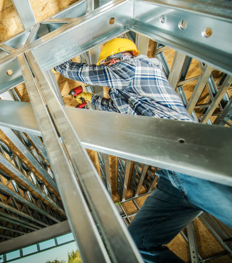 Wood and metal stud framing contractor at work in Dallas Texas