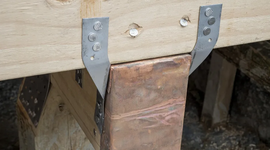 Structural retrofit framing reinforcing an existing building in Dallas Texas